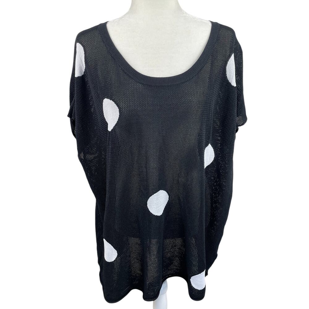 Carmakoma Size Large Polka Dot Knit Sweater 90s Art To Wear Artsy Lagenlook
